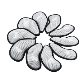 10Pcs/Pack New Meshy Golf Iron Covers Set Golf Club Head Cover Fit Most Irons (Grey)