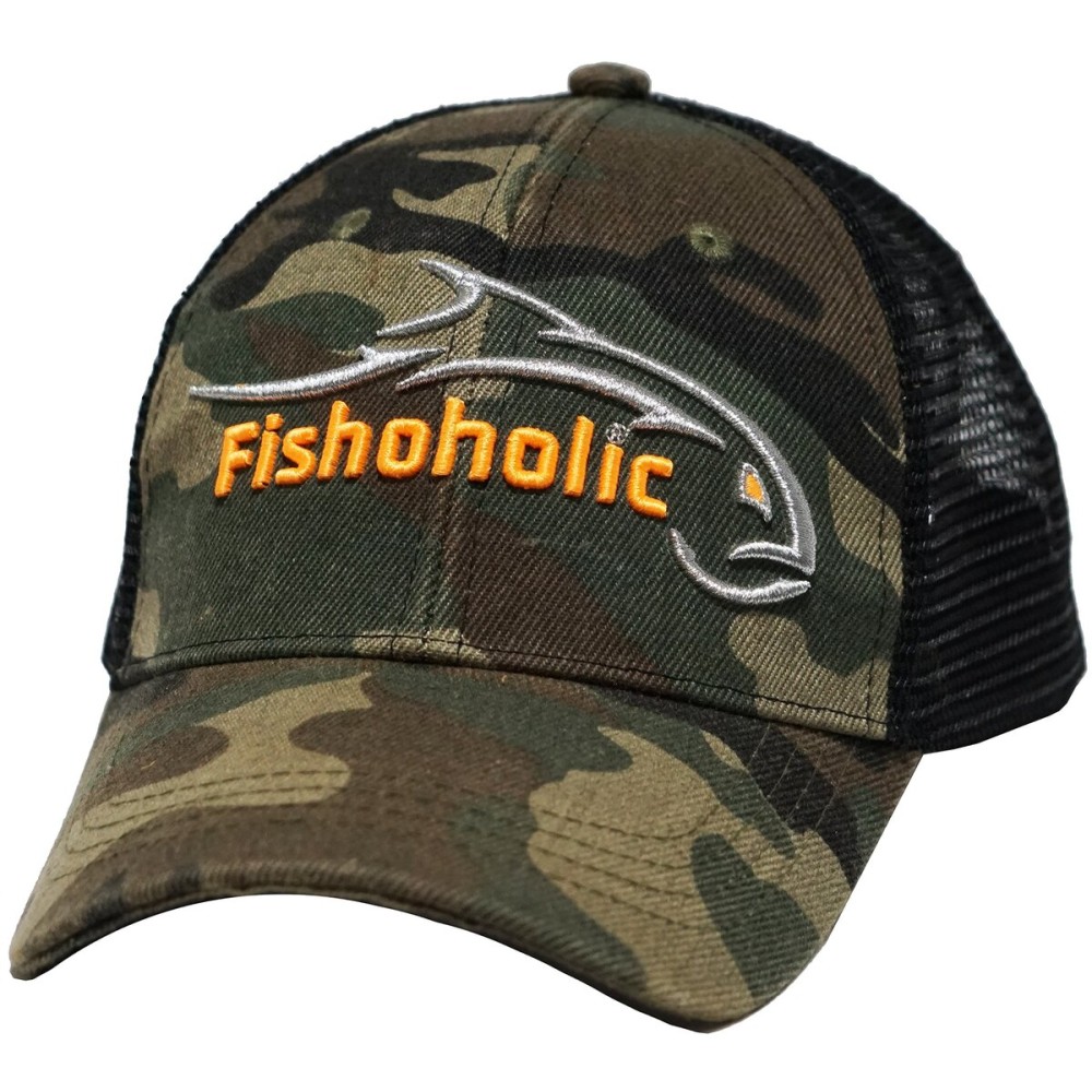 Fishoholic Snapback Baseball Fishing Hat - Mesh Trucker Fishing Gift for Dad Father