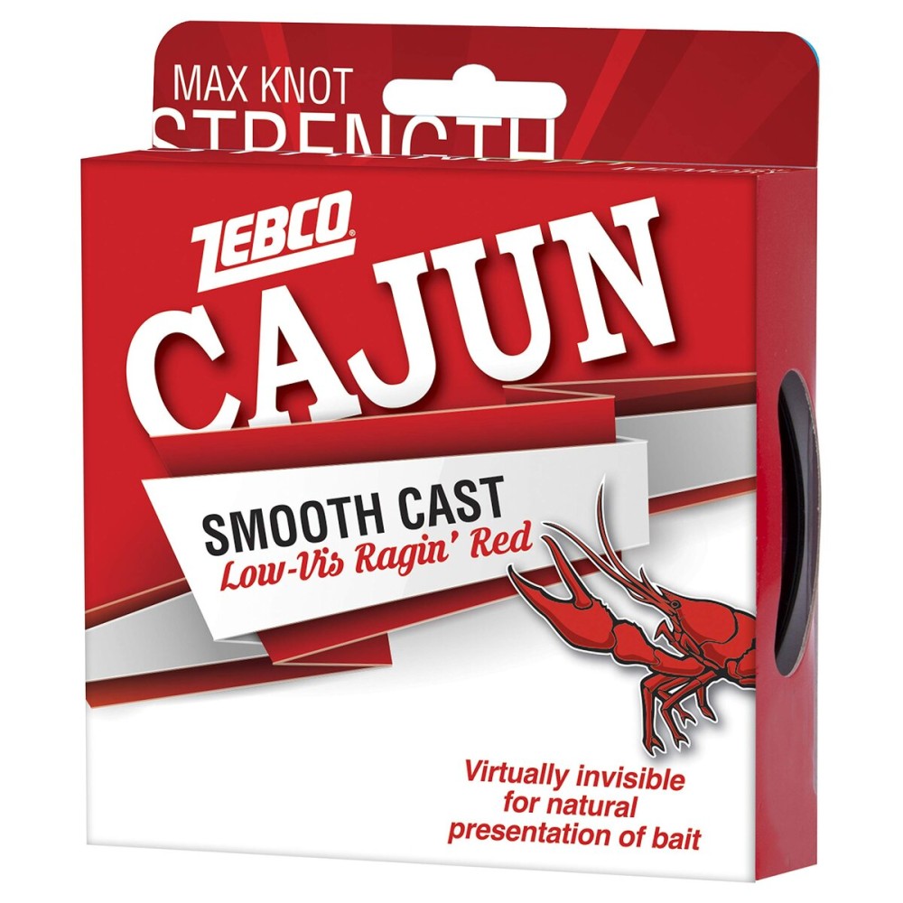 Zebco Cajun Smooth Cast Monofilament Fishing Line, Low-Vis Ragin Red Pony Spool, 110-Yards, 12-Pound, Virtually Invisible, Natural Presentation