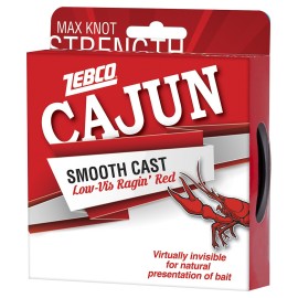 Zebco Cajun Smooth Cast Monofilament Fishing Line, Low-Vis Ragin Red Pony Spool, 110-Yards, 10-Pound, Virtually Invisible, Natural Presentation