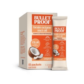 Bulletproof Brain Octane C8 MCT Oil Packets, Pack of 15, Keto Supplement for Sustained Energy
