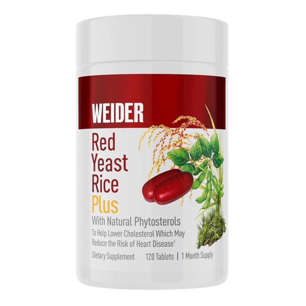 Weider Red Yeast Rice Plus 1200mg, with 850mg of Natural Phytosterols, Gluten Free, One Month Supply