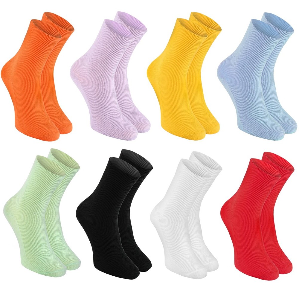 Rainbow Socks - 8 pairs of DIABETIC Elastic Cotton Socks for SWOLLEN FEET, Colorful Mix M