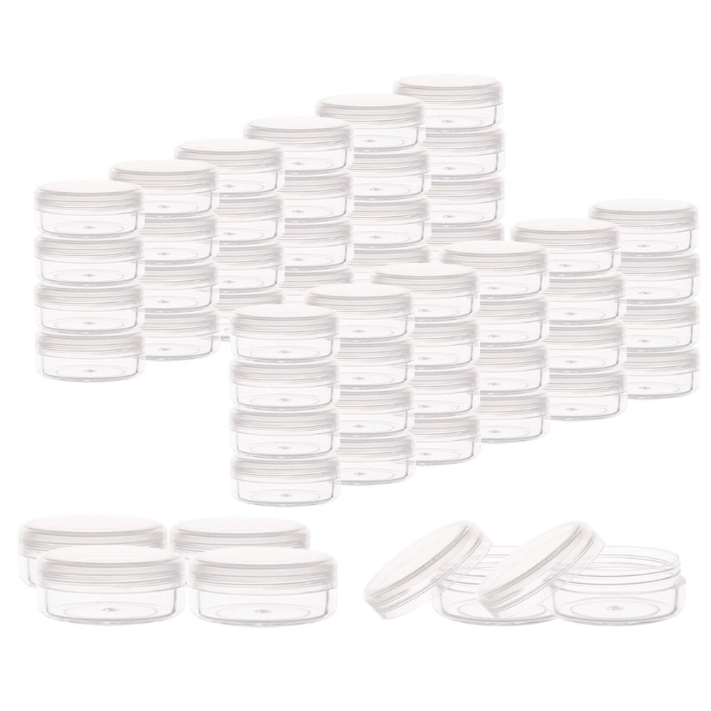 ZEJIA 10 Gram Sample Containers, 100 Count Cosmetic Containers with Lids, Refillable Empty Sample Jars, Small Plastic Containers with Lids (Clear)