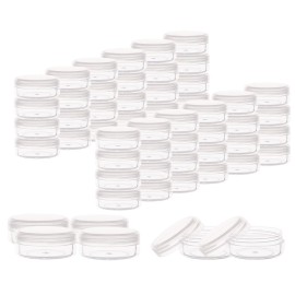 ZEJIA 10 Gram Sample Containers, 100 Count Cosmetic Containers with Lids, Refillable Empty Sample Jars, Small Plastic Containers with Lids (Clear)