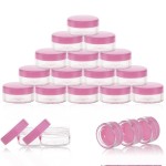 ZEJIA 10 Gram Sample Containers, 20 Count Cosmetic Containers with Lids, Refillable Empty Sample Jars, Small Plastic Containers with Lids (Pink)