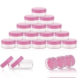 ZEJIA 10 Gram Sample Containers, 20 Count Cosmetic Containers with Lids, Refillable Empty Sample Jars, Small Plastic Containers with Lids (Pink)