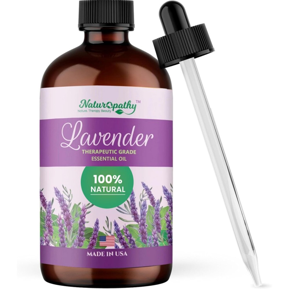 Naturopathy Lavender Essential Oil, 100% Natural Therapeutic Grade, Premium Quality Lavender Oil, 4 fl. Oz - Perfect for Aromatherapy and Relaxation