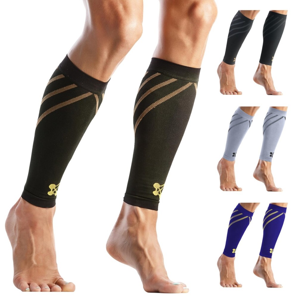 Calf Compression Sleeve for Men & Women -Leg Compression Sleeve for Shin Splint Relief, Leg Cramps, Varicose Vein Compression Leg Sleeve, Calf Sleeves for Runners -Copper Infused Nylon 20-30mmHg Large