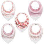 Giftty Teething Bibs Baby Bandana Bib Sets with Teething Corner(American Flag Style), BPA-Free Silicone Teether, Adjustable Snap for Girls (5 Packs)