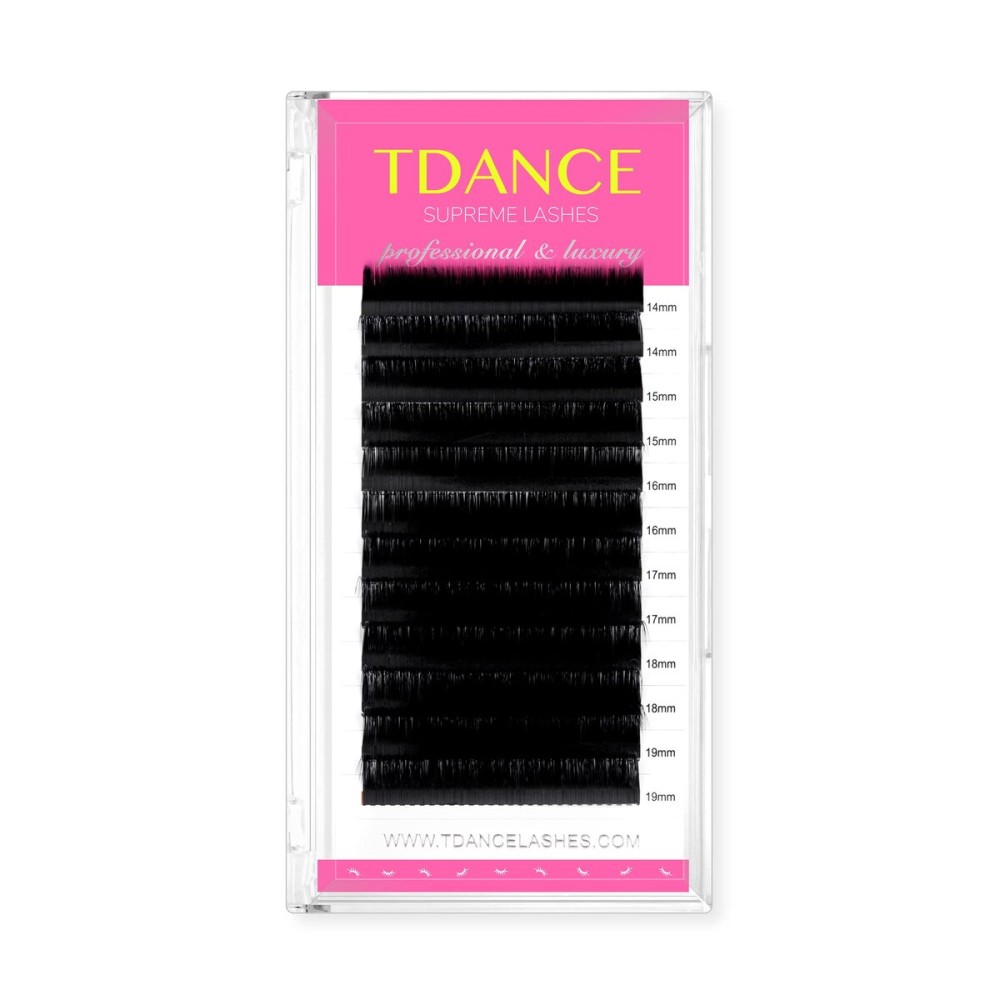 TDANCE Lash Extension Matte Black Eyelash Extension C CC D DD J B L Curl Volume & Classic Lash Extensions 0.03-0.18mm Thickness Professional Salon Use(0.07-D,14-19 mm)