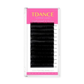 TDANCE Lash Extension Matte Black Eyelash Extension C CC D DD J B L Curl Volume & Classic Lash Extensions 0.03-0.18mm Thickness Professional Salon Use(0.07-D,14-19 mm)