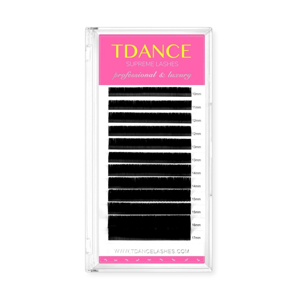 TDANCE Lash Extension Matte Black Eyelash Extension C CC D DD J B L Curl Volume & Classic Lash Extensions 0.03-0.18mm Thickness Professional Salon Use(0.07-D,10-17 mm)