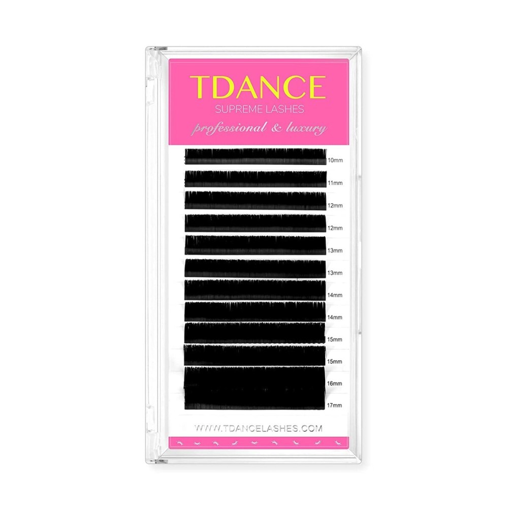 TDANCE Lash Extension Matte Black Eyelash Extension C CC D DD J B L Curl Volume & Classic Lash Extensions 0.03-0.18mm Thickness Professional Salon Use(0.05-D,10-17 mm)