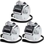 KTRIO Metal Handheld Tally Counter, 4-Digit Number Clicker Counter, Hand Mechanical Pitch Counters for Coaching, Knitting, People, Lap, Fishing, Golf and Row, 3 Pack