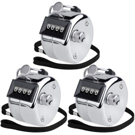 KTRIO Metal Handheld Tally Counter, 4-Digit Number Clicker Counter, Hand Mechanical Pitch Counters for Coaching, Knitting, People, Lap, Fishing, Golf and Row, 3 Pack