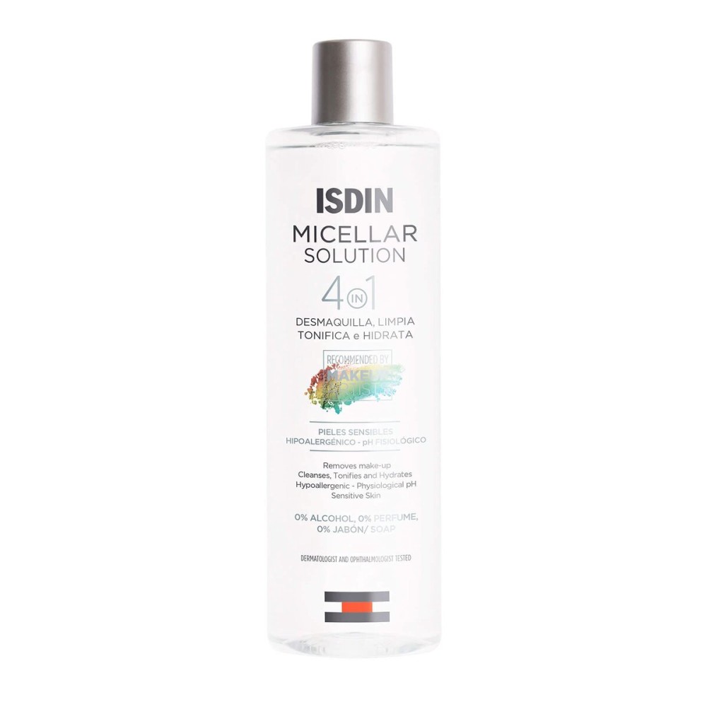 ISDIN Micellar 4-in-1 Facial Cleansing Water Solution - Hydrating and Cleansing Toner and Makeup Remover for Sensitive Skin, 13.5 FL OZ