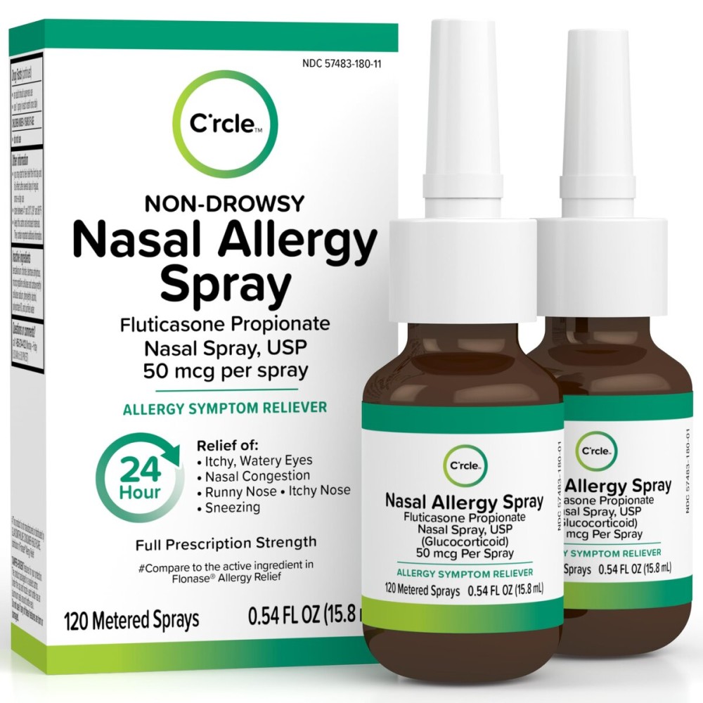Fluticasone Nasal Spray Allergy Relief - 24 Hour Non Drowsy Allergy Nasal - Nose Spray Relief for Sinus Allergies - Prescription Strength Fluticasone Propionate 50mcg - 2 Month Supply