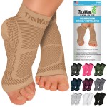 TechWare Pro Ankle Brace Compression Sleeve - Relieves Achilles Tendonitis, Joint Pain. Plantar Fasciitis Foot Sock with Arch Support Reduces Swelling & Heel Spur Pain. (Beige, S/M)