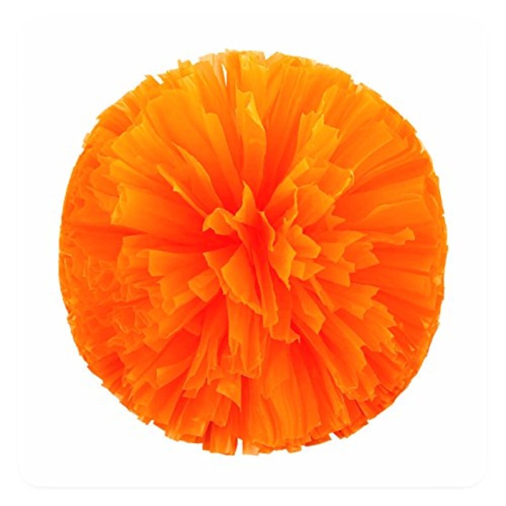 PUZINE 2pack 12 Cheerleading Pom Poms with New Handle for Team Spirit Sports Dance Cheering Kids AdultsOrange