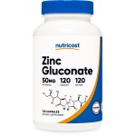 Nutricost Zinc Gluconate 240 Veggie Capsules (50mg) (2 Bottles) - Gluten Free and Non-GMO