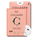 Rael Face Mask Skin Care, Collagen Face Masks - Bamboo Facial Sheet Mask, Korean Skincare, with Collagen Essence and Fruit Extracts, Nourishing and Moisturizing, All Skin Types (Collagen, 5 Sheets)