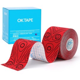 OK TAPE PRO Kinesiology Tape, 2inch x Long Roll 16ft Free Cut Tape, Elastic Athletic Tape Therapeutic Latex Free, Red+Black