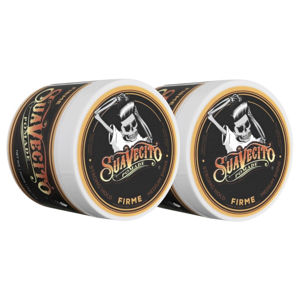 Suavecito Pomade Firme Hold 4 oz, 2 Pack - Strong Hold Hair Pomade For Men - Medium Shine Water Based Flake Free Hair Gel - Easy To Wash Out - All Day Hold For All Hair Styles