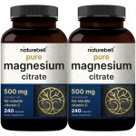 NatureBell 2 Pack Pure Magnesium Citrate 500mg, 480 Capsules | High-Purity Elemental Form | Non-GMO, Gluten-Free