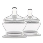 PopYum Stage 2 Medium Flow Anti-Colic Nipples, 2-Pack, 3+ Months 100% Soft Silicone Natural Latch Breast-Like Bottle Replacement Nipple