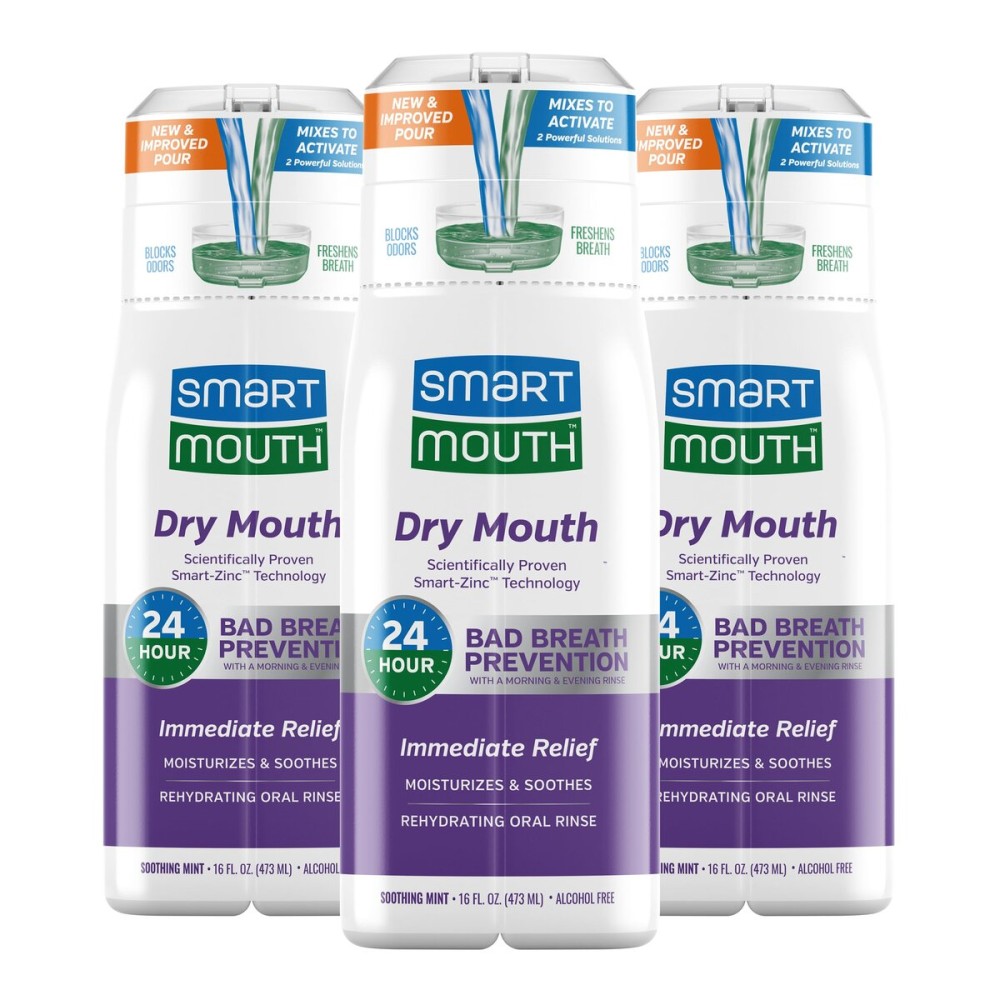 SmartMouth Activated Dry Mouth Mouthwash, Dry Mouth and Bad Breath Relief, Mint, 16 fl oz, 3 Pack