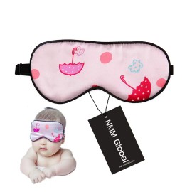 NMM Global 100% Natural Silk Sleep Eye Mask Kids, Cute Night Sleeping Mask with Adjustable Elastic Strap for Newborn (Baby Cute Pink)