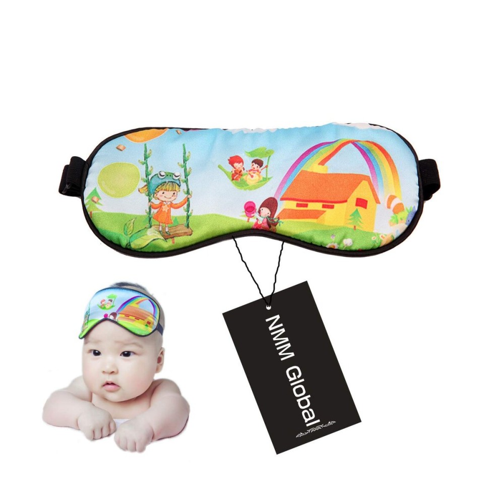 NMM Global 100% Natural Silk Sleep Eye Mask Kids, Cute Night Sleeping Mask with Adjustable Elastic Strap for Newborn (Baby Cute Child)