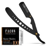 Facn Straight Razors for Men - Professional Barber Straight Edge Razor Kit with 100 Blades, Classic Stainless Steel Barbero Shaver for a Smooth & Precise Shave, Premium Barber Razor for Men\'s Shaving