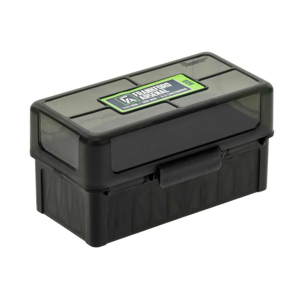Frankford Arsenal Hinge-Top Ammo Box 514 with True Mechanical Hinge for Ammunition Storage and Organization, Holds 50 Rounds