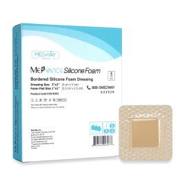 MedVanceTM Silicone - Bordered Silicone Adhesive Foam Dressing Size 2x2 (1x1 Pad), Box of 5 dressings