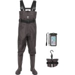 TIDEWE Bootfoot Chest Wader, 2-Ply Nylon/PVC Waterproof Fishing & Hunting Waders with Boot Hanger for Men and Women Brown Size 14