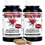 Kroeger Herb Products, Wormwood Herb, Black Walnut, Clove, Quassia, Worm Wood Detox Cleanse - Wormwood Capsules, Non-GMO, Gluten Free, No Preservatives or Fillers - 200 Capsules, Made in USA