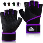 HTZPLOO Workout Gloves Gym Gloves Weight Lifting Gloves for Women with Full Palm Pad,Strong Wrist Wraps Support,Enhanced Grip,for Fitness,Training,Weightlifting,Exercise (Purple,Large)