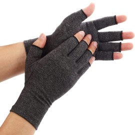 Duerer Arthritis Compression Gloves Women Men for RSI, Carpal Tunnel, Rheumatiod, Tendonitis, Fingerless Gloves for Computer Typing and Dailywork (Black, S)