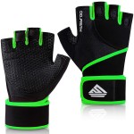 HTZPLOO Workout Gloves Gym Gloves Weight Lifting Gloves for Men with Full Palm Pad,Strong Wrist Wraps Support,Enhanced Grip,for Fitness,Training,Weightlifting,Exercise (Green,Medium)