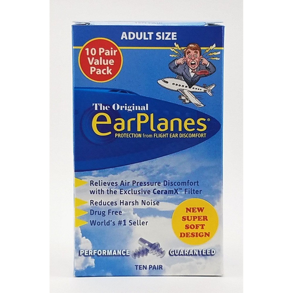 New Super Soft Adult EarPlanes Ear Plugs Airplane Travel Ear Protection 10 Pair