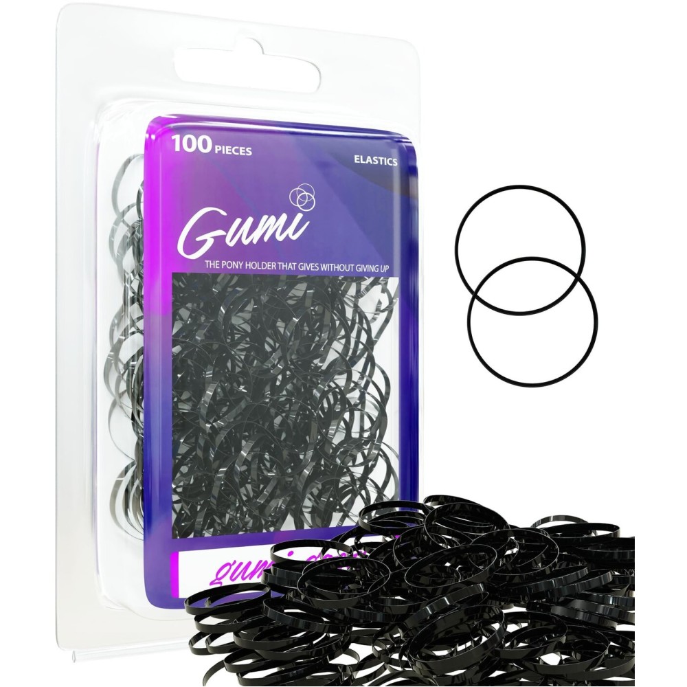 Gumi good Hair Elastics - Ouchless No Damage Elastic Hair Bands (Black - Small)