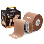 OK TAPE Kinesiology Tape 10 inches Precut, 20 Strips, Cotton Elastic Athletic Tape Latex Free, 2in x 16ft, Beige