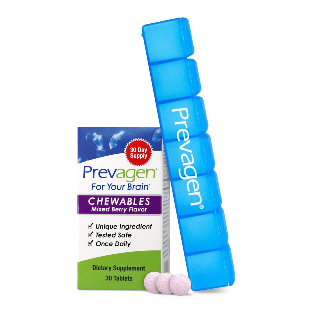Prevagen Regular Strength Mixed Berry Chewables - 30 Tablets (1 Month Supply) | Formulated for Your Brain | 10mg of Apoaequorin Plus Vitamin D3 with 7-Day Pill Minder