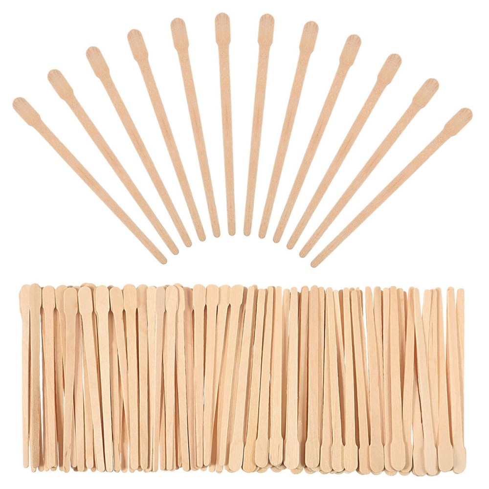 Bememo 500 Pcs Wax Sticks Eyebrow Brow Lip Nose Small Wooden Waxing Applicator Spatula Craft Sticks for Hair Face Legs Removal Spa