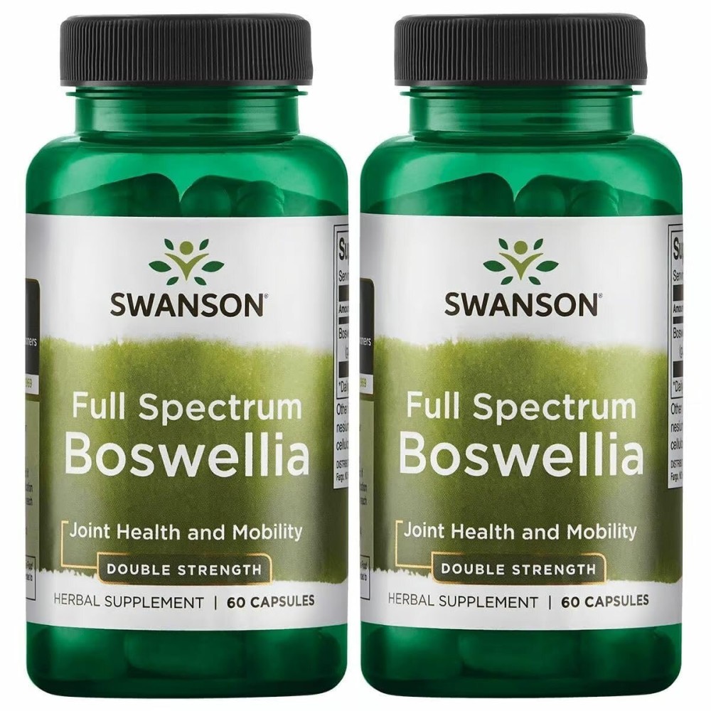 Swanson Double Strength Boswellia-Herbal Supplement Promoting Joint Support-Ayurvedic Herb for Joint Flexibility & Mobility Support-Made w/Boswellia Serrata Resin-(60 Capsules, 800mg Each) 2 Pack