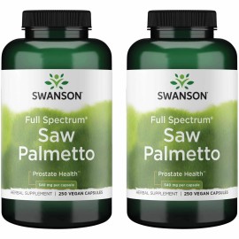 Swanson Saw Palmetto - Herbal Supplement Promoting Male Prostate Health Support - Natural Hair Supplement & Urinary Health Support (540 mg 250 Capsules) (2 Pack)