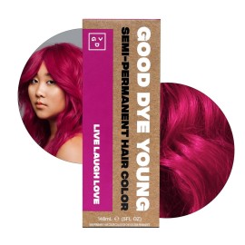 Good Dye Young Semi-Permanent Hair Color, Vegan and Cruelty-Free Magenta Pink Hair Dye, Last up to 24 Washes, Non-Damaging Conditioning Hair Color (5FL OZ, Live Laugh Love)