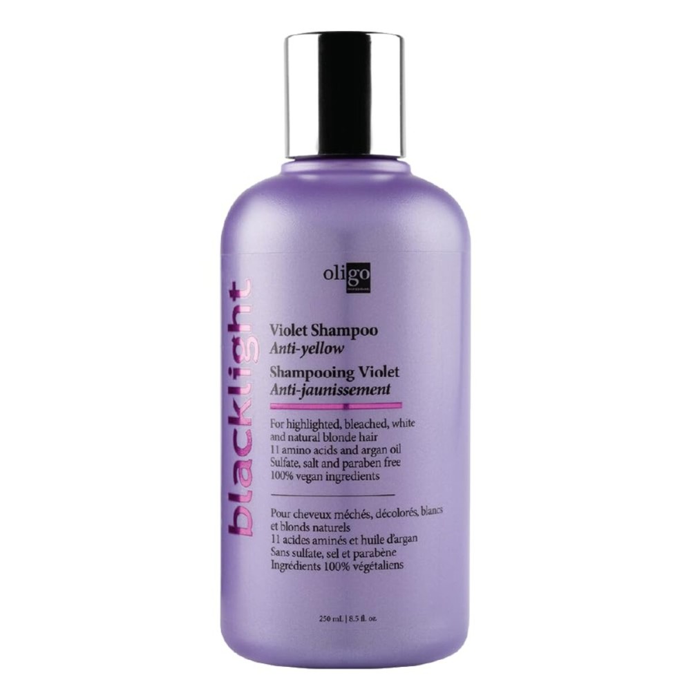 Oligo Professionnel - Blacklight Violet Shampoo - Sulfate-Free Purple Shampoo for blondes - Vegan - Eliminate Yellow Tones - Refresh Faded Highlights - Argan oil - Hydrating Formula - 8.5oz